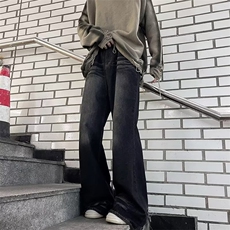 美式复古高级感拼接秋冬牛仔裤男宽松高街阔腿垂感直筒裤长裤，男装牛仔裤，四季星座218-1