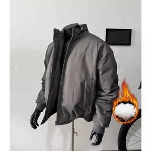 抖音得物 美式潮休闲夹克春季立领纯色复古工装加厚棉服外套AMY01图片