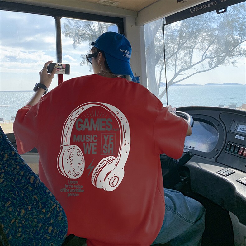 美式高街300g重磅t恤短袖男潮牌潮流夏季欧美cleanfit情侣七分袖，男装T恤，电商019-1