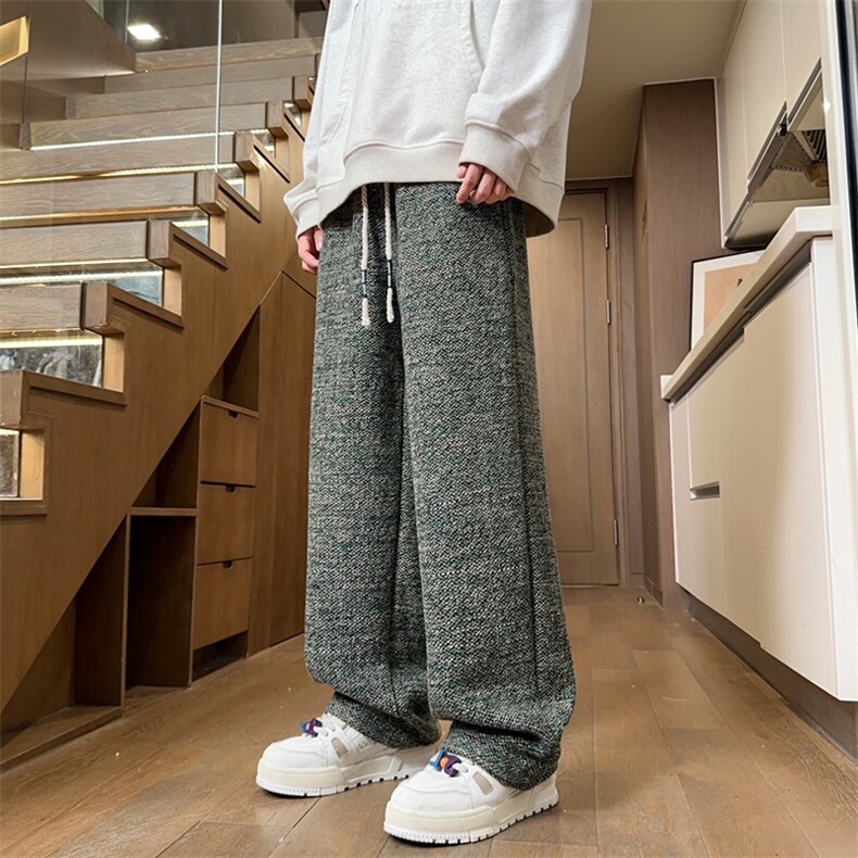 02秋冬季新款粗纱混纺毛呢裤宽松直筒裤子潮X211-1-K2466-P60,男装休闲裤,星座211-1