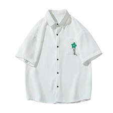 夏季港风薄款衬衫男短袖宽松高级感休闲寸衬衣外套男CS0562-P35，男装衬衫，星座308B-2
