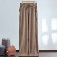 25年秋冬新款男士外穿系带加厚斜条阔腿裤羊绒裤保暖时尚简约百搭，男装休闲裤，达齐羊绒