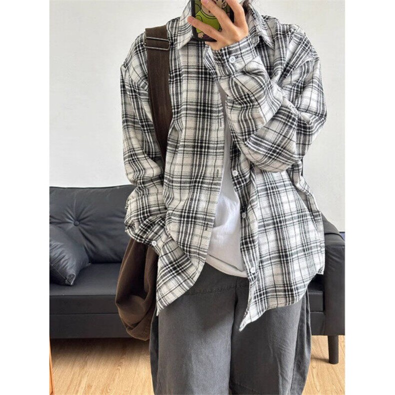衬衫男女长袖格子韩版潮流宽松百搭2026夏ins新款外套CY1121-P39,男装衬衫,星座412-2
