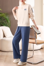 春季新款时尚休闲撞色套装宽松显瘦长袖卫衣阔腿裤两件套，女装套装/套裙，依恋蒂丝