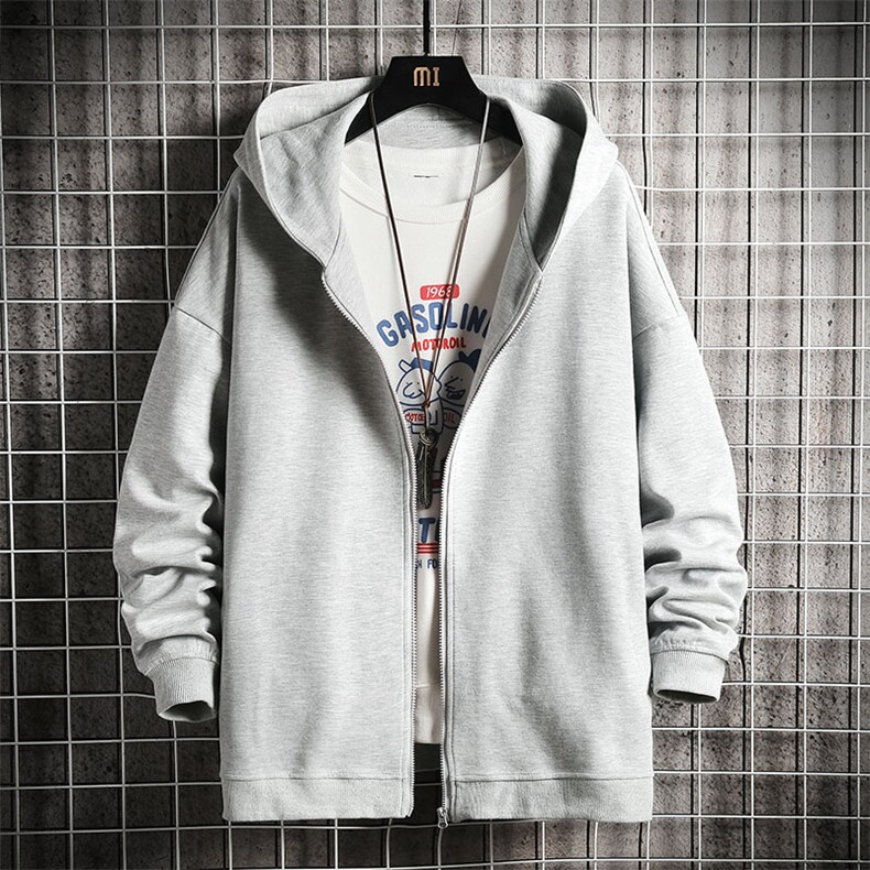 KS21142-P38连帽开衫卫衣男运动外套大码班服网格挂拍,男装卫衣,电商A040A