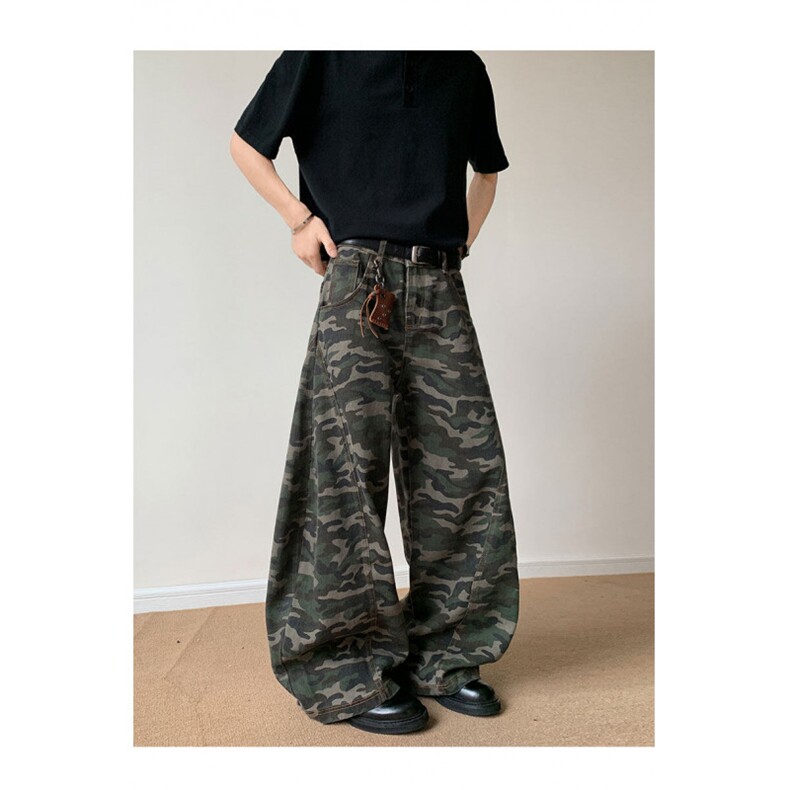 弯刀原宿迷彩休闲裤男女美式高街潮牌工装长裤子K1107-P50，男装休闲裤，电商D202-1