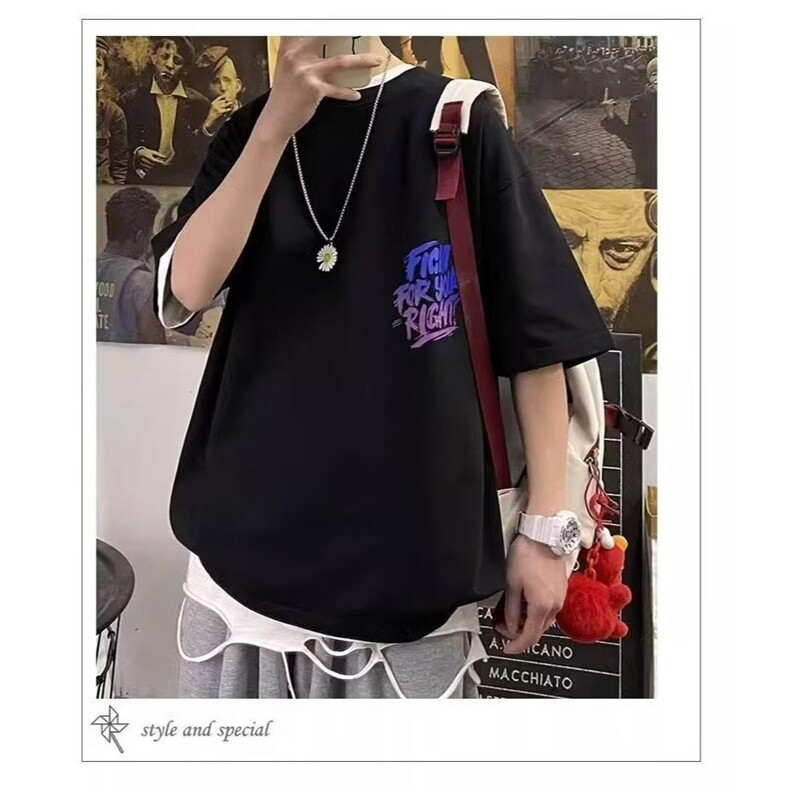欧美嘻哈炫彩字母印花短袖T恤男潮牌潮流ins夏季情侣港风宽松,男装T恤,星座218-1（原230）