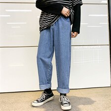 NK44092-P38直筒牛仔裤男士大码宽松九分裤男休闲长裤子男,男装休闲裤,电商A040