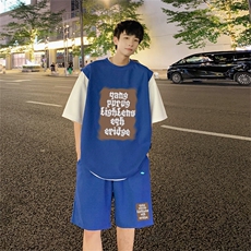 华夫格套装潮流休闲短袖短裤两件套FTZ3059-P55控78，男装休闲套装，电商B370
