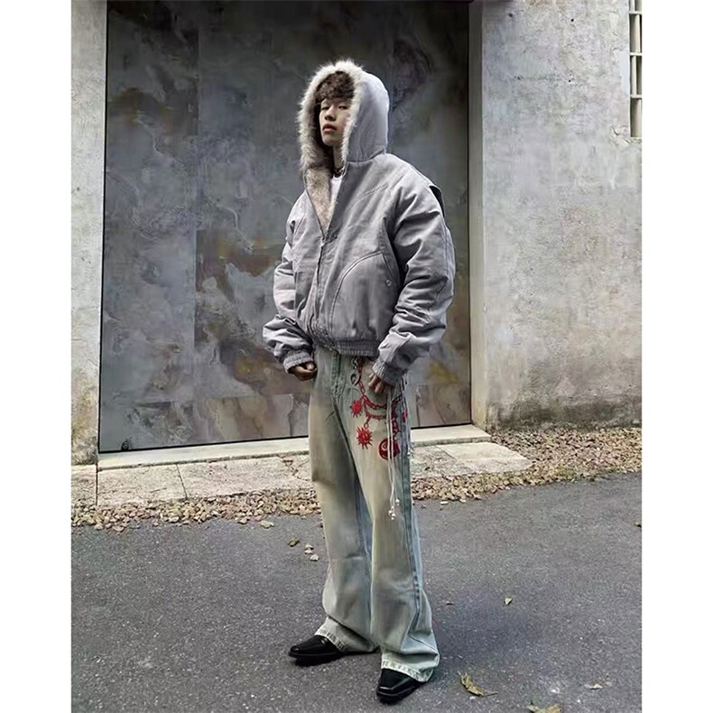 网图A2347P120-美式座山雕加绒加厚棉服男女秋冬宽松休闲棉衣,男装棉衣,电商B241
