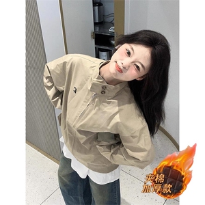 800-P63 立领夹克初春外套女2025新款宽松休闲美式复古潮牌情侣图片