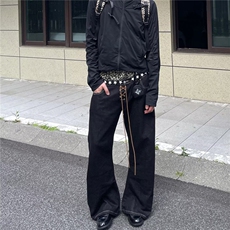 宽松阔腿牛仔裤女新款高腰慵懒风垂感拖地长裤NZ7099，男装牛仔裤，星座516A