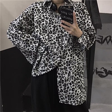 潮流ins街头潮牌炸街暗黑系豹纹衬衫男女宽松长袖网红很仙花衬衣，男装衬衫，星座506A