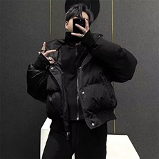 新款韩版假两件棉服男痞帅黑色加绒加厚立领棉衣休闲外套MC440，男装棉衣，星座1116A（原606A-3）