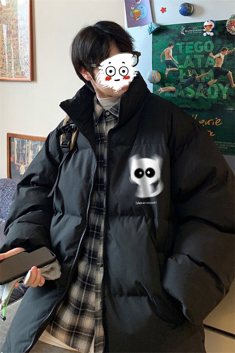 港风冬季创意卡通印花时尚立领休闲棉服A247-MY2047特批65控98,男装棉衣,电商A247