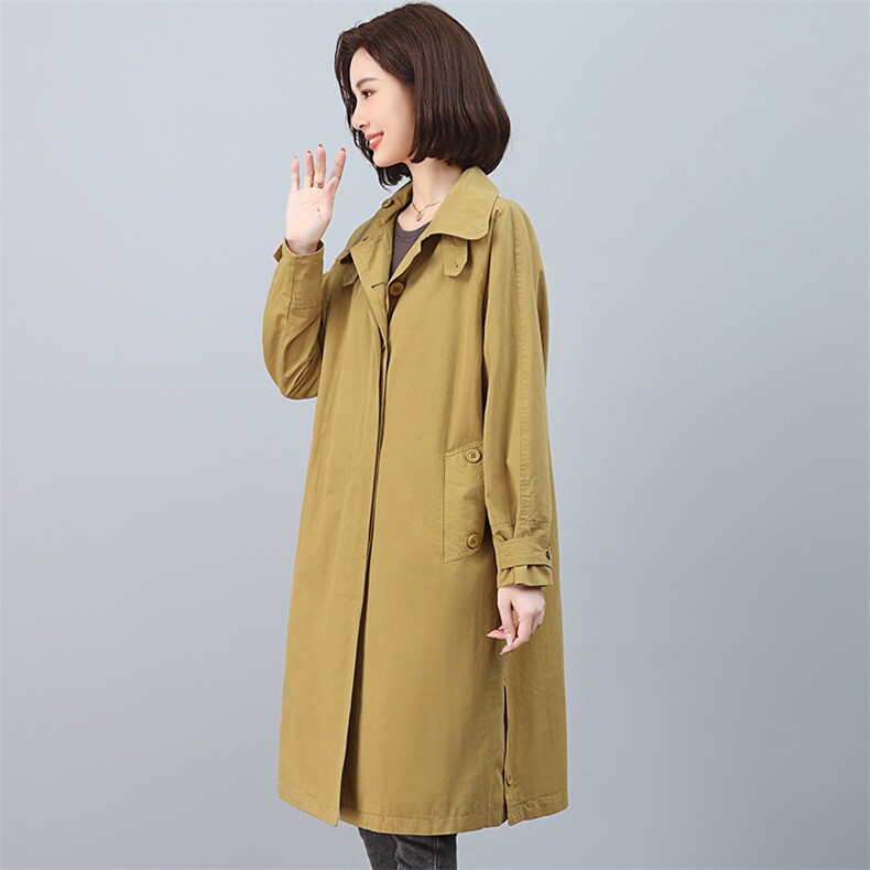加厚风衣女中长款2025新款春季韩版时尚休闲复古大码显瘦妈妈外套,女装风衣,江忆布依