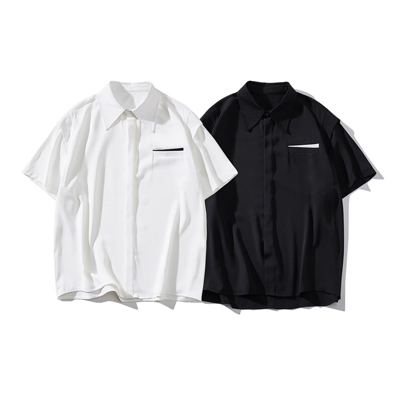 wassup happy白色短袖衬衫男款夏季潮流高级感痞帅衬衣服休闲外套图片