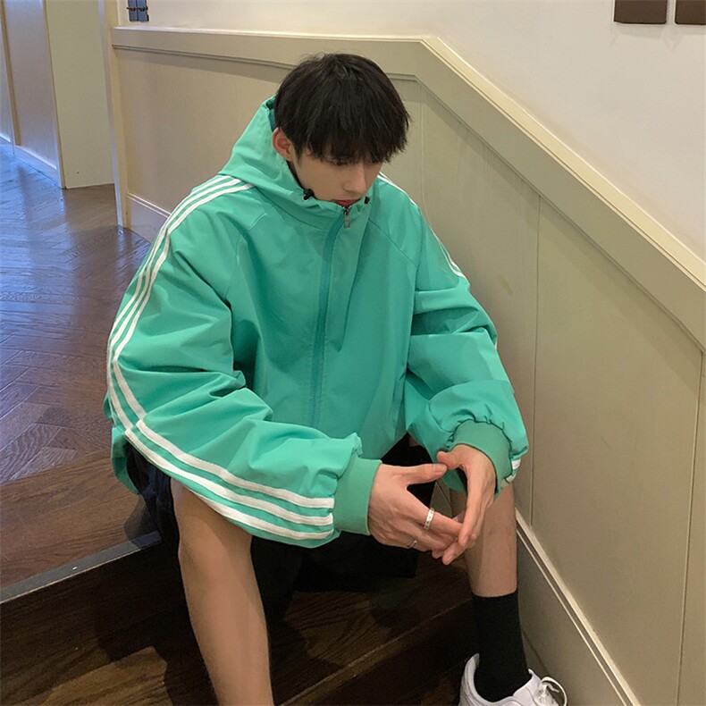 秋装三条杠连帽开衫夹克外套JK1001-P55控78,男装夹克,星座216(原A116)