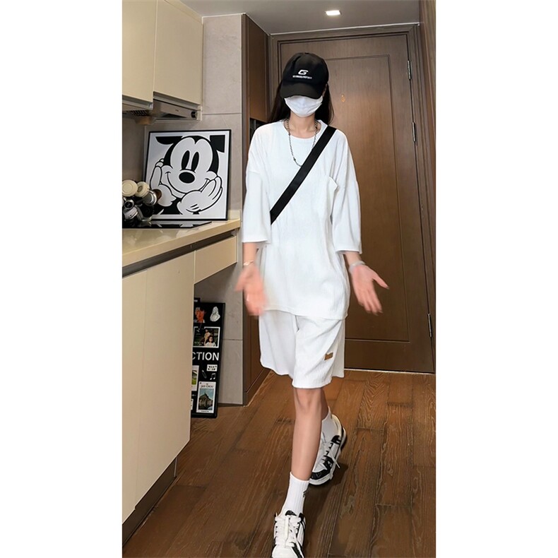 现货TZ755-特批45控78高质感高克重套装圆领大码T恤短袖短裤,男装牛仔裤,电商A059