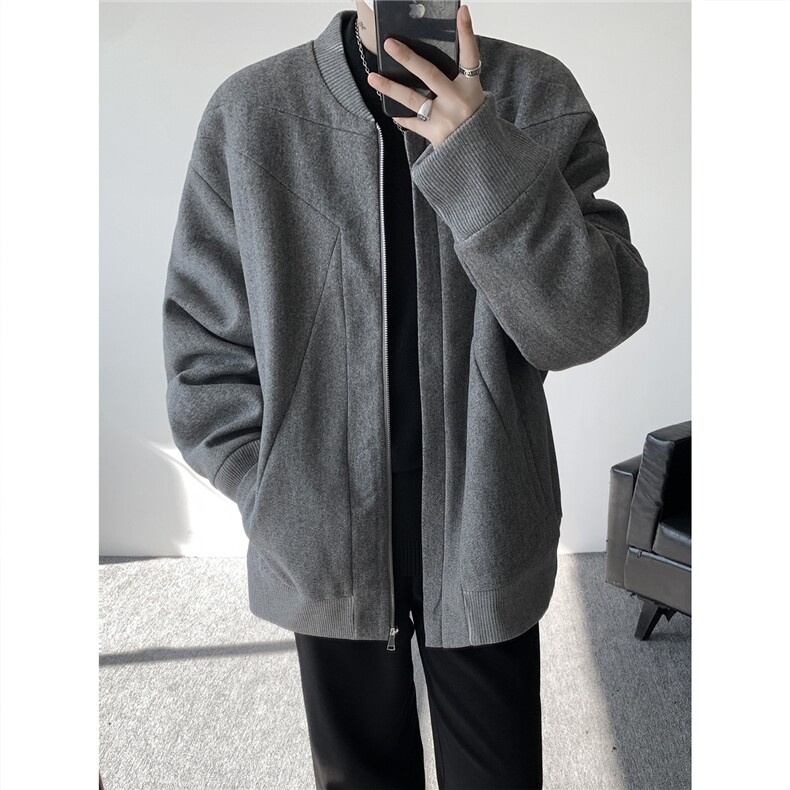 JK1169-特P58加棉TP68重磅呢料解构设计感拼接复古大码痞帅外套,女装短外套,电商A059