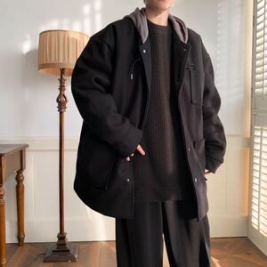 1506-1/M4241/P67新款翻领小众风衣韩系翻领宽松休闲外套中长款图片