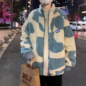 秋冬羊羔毛衣ins韩版情侣服港风宽松立领袄外套 W1889-P53图片