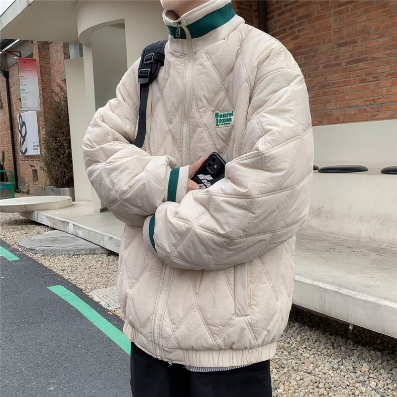 菱格棉服男冬季潮牌ins宽松加厚棒球服外套  WM82 P68图片
