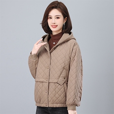 2024冬季连帽时尚休闲夹棉加厚保暖舒适棉服，女装棉衣/棉服，独衣靓