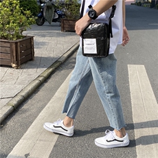 港风休闲裤百搭毛边牛仔裤男夏季韩版直筒小脚九分裤/，男装牛仔裤，电商D202