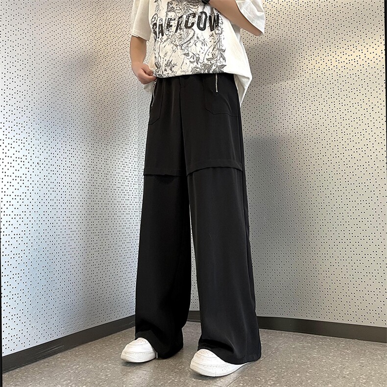 美式坠感口袋拉链休闲西装裤男宽松直筒潮牌休闲长裤子QK238-P45,男装西服套装,星座1008-1