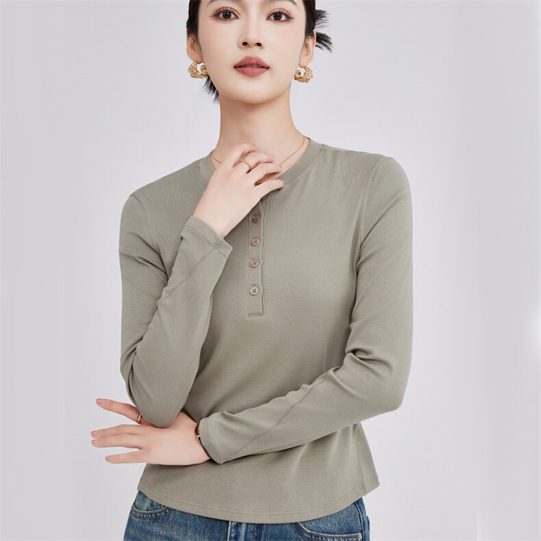 2025年秋季新款莫棉针织女士长袖上衣时尚休闲通勤百搭,针织衫/毛衣,硕诚羊绒