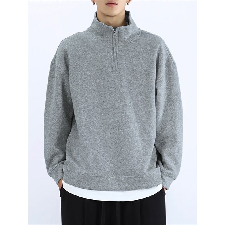 网图春季美式潮牌320g重磅华棉半拉链立领卫衣男W6080-特P29控58，男装卫衣，电商A001-1