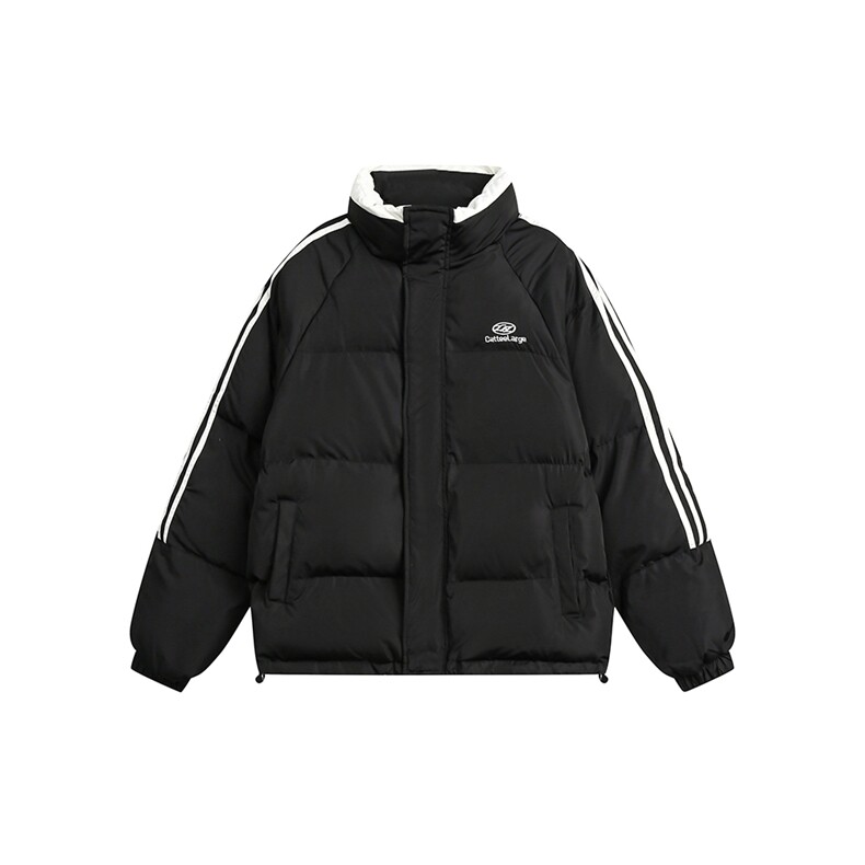 2025冬侧边条纹立领拼色印花棉服-5158控价198,男装棉衣,电商S012（CATTEE）