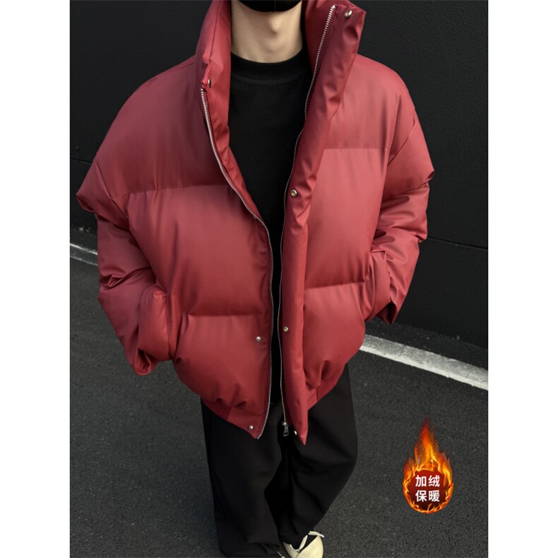 精品高质量PU皮棉衣现货抖音可送样A061-AJ00923棉衣-特P95-现货，男装棉衣，电商A061