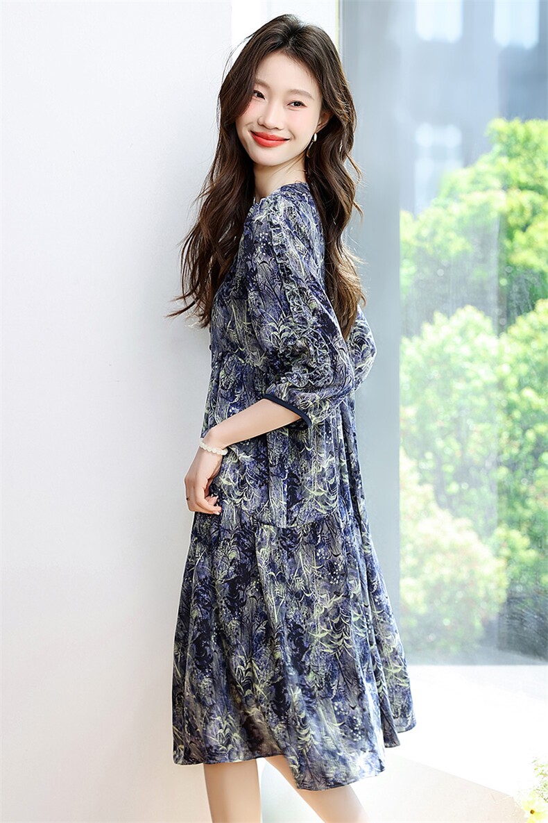 宽松大码连衣裙女春夏季2025新款气质显瘦减龄遮肚中长款a字裙子,商品下架区,星宇服饰
