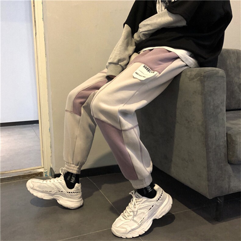 加绒加厚拼色休闲裤潮牌B342-K6329-P55控68,男装卫衣,电商B342