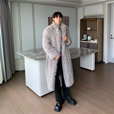 WT156-P180抗寒保暖特厚长款毛绒外套男大廓形狐狸毛大衣网图，男装棉衣，星座1501-3