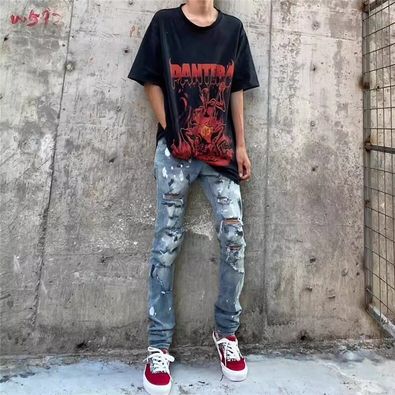 秋冬季新款潮牌复古牛仔裤男水洗印花百搭时尚青少年,男装牛仔裤,星座506A