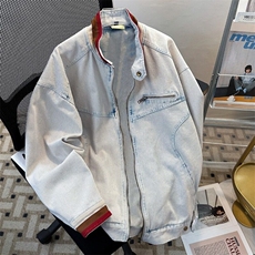 牛仔外套男女春季高级感痞帅底特律立领工装夹克8964P77，男装工装外套，星座410-2