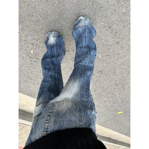 美式cleanfit破洞牛仔裤男士夏季款潮牌宽松直筒长裤子WL4244-P48图片