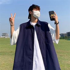 夏季新款衬衫潮流慵懒男方领纯棉袖口假两件衬衫YC311P36，男装衬衫，星座1116-2