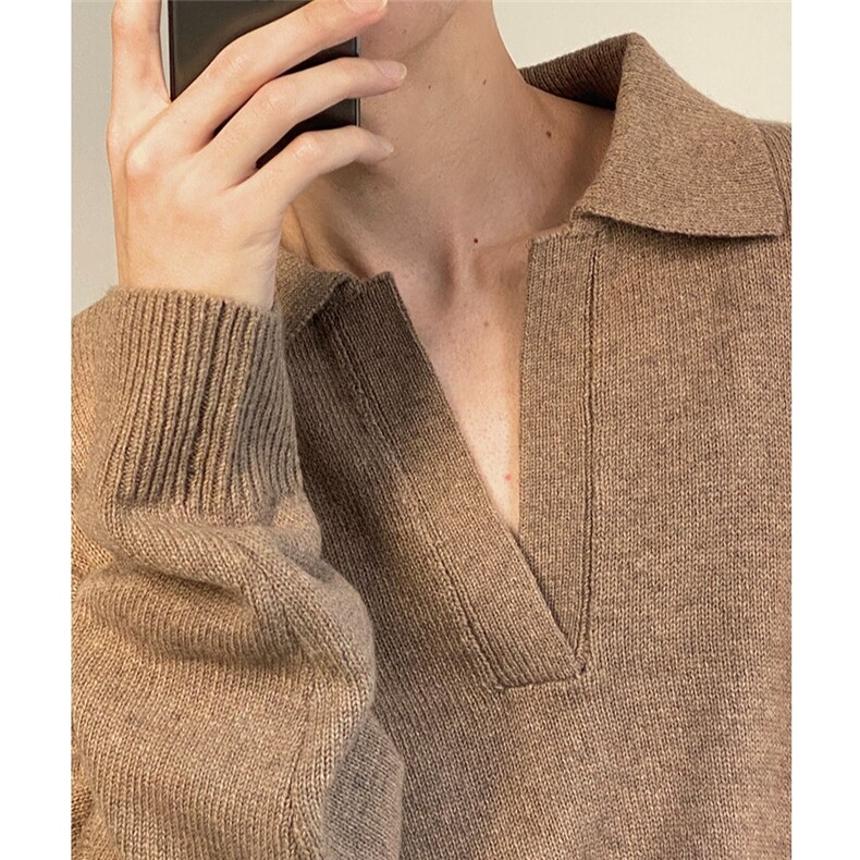 Cleanfit韩系设计感极简风POLO领毛衣潮男慵懒风V领针织毛衣秋冬,男装针织衫/毛衣,星座715-4