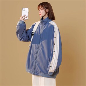 夹克女潮流ins条纹运动排扣飞行员痞帅炸街棒球服外套WT8818-P45图片