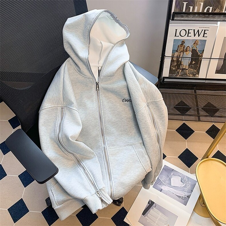 美式连帽开衫卫衣男款春秋季宽松休闲情侣全拉链外套WB558-P52，女装短外套，星座412-3