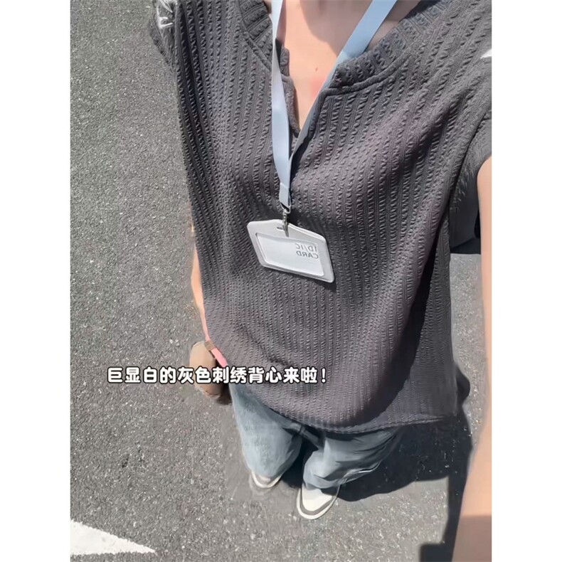 XZ809A/SSS03/特P24/控48美式V领坎肩万针绣花背心T恤,男装背心/马甲,星座809A(原222-1)