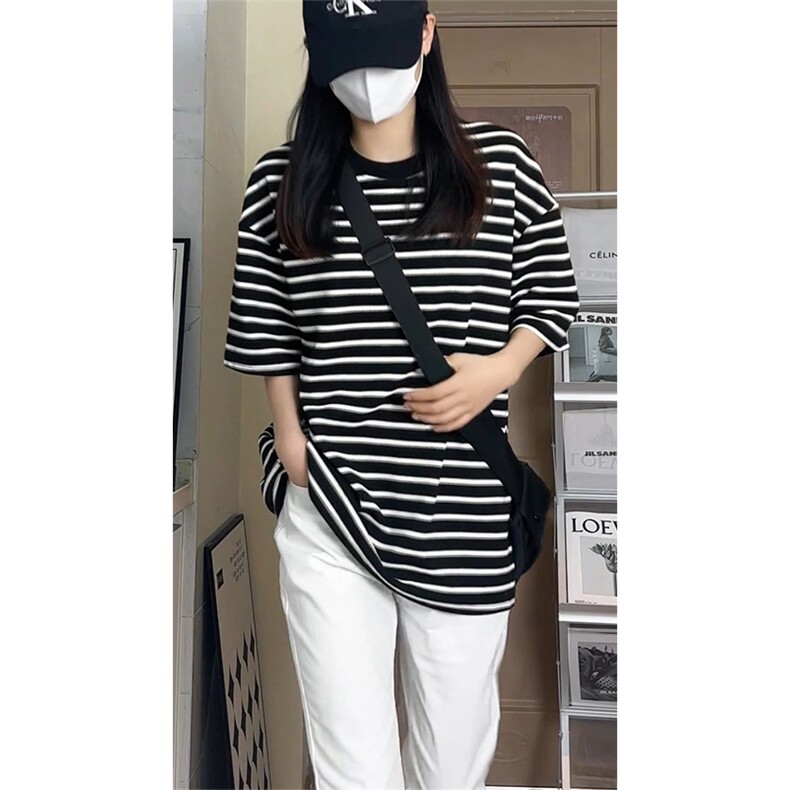 学院风纹理感经典条纹海军风大码男女无性别上衣T3614-特价P30,男装T恤,电商A007