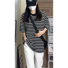 学院风纹理感经典条纹海军风大码男女无性别上衣T3614-特价P30，男装T恤，电商A007