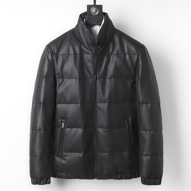 男士真皮皮衣秋冬季立领加绒加厚中年商务休闲外套鹅绒羽绒服百搭，男装皮衣，电商B360A（原721A）