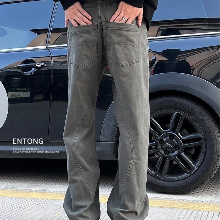 美式cleanfit弯刀工装裤休闲百搭牛仔裤高街宽松长裤复古G371p55,男装牛仔裤,电商D256-2(原A064-2)