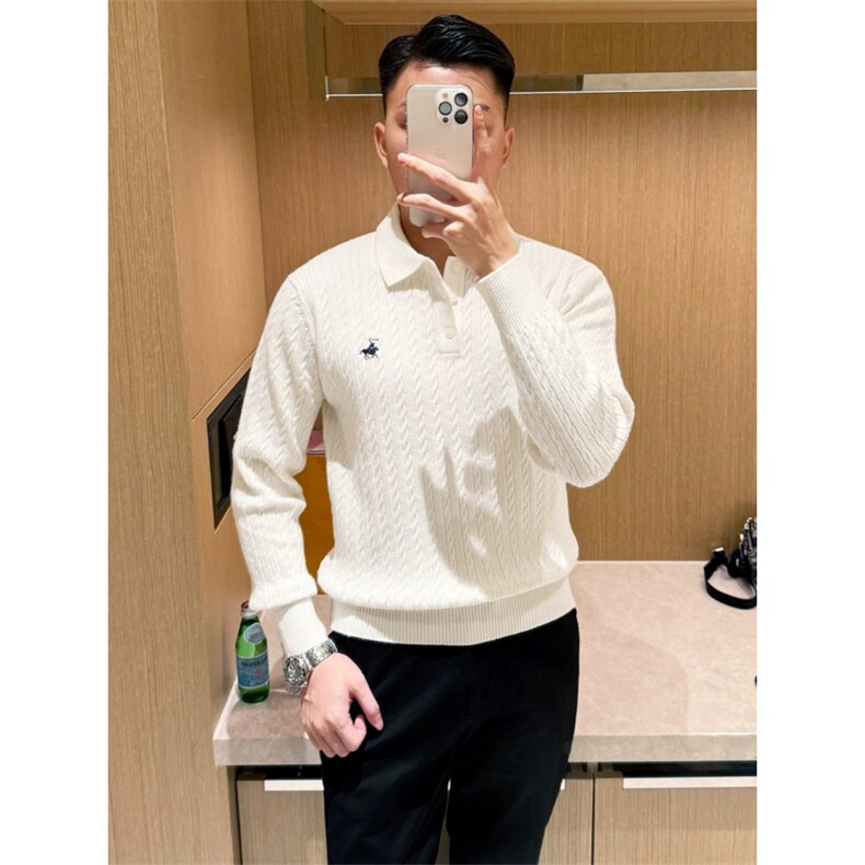 老钱风男装时尚复古扭花修身翻领毛衣男款男士polo衫MY9160-P60,男装针织衫/毛衣,星座308B-2